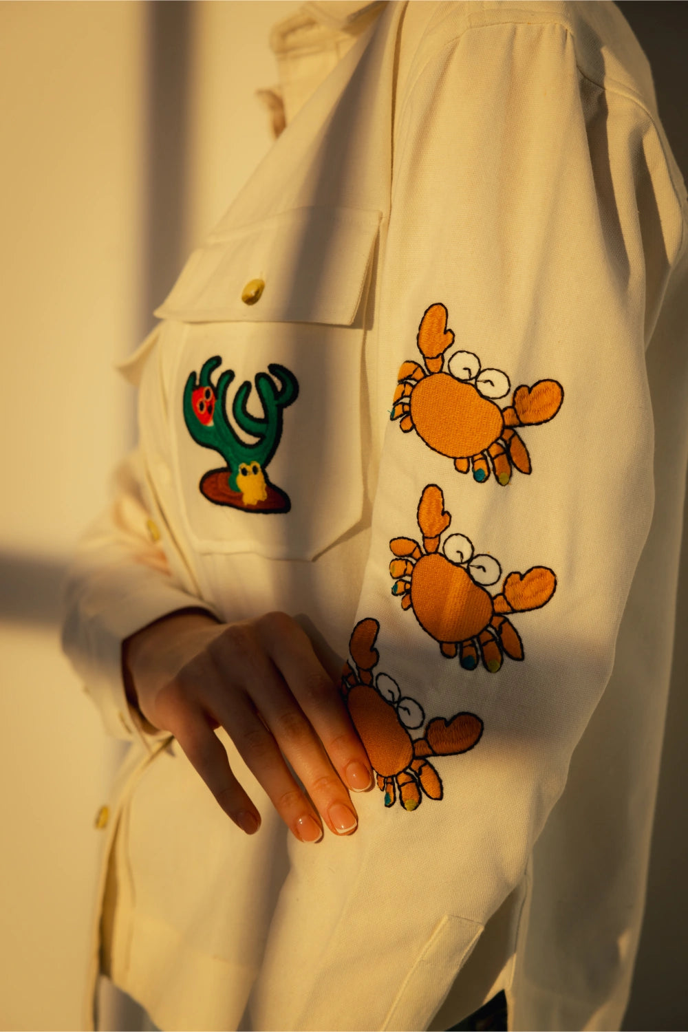 Embroidered Marine Shacket - Muggnos