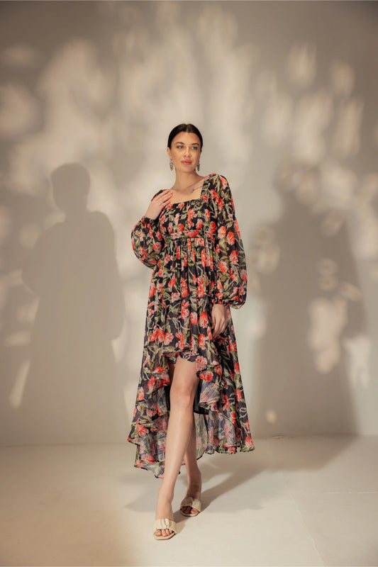 High Low floral Print dress - Muggnos