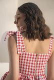 Gingham Bustier Red Top Full Shot - Muggnos