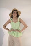 Gingham Bustier Green Top Side View - Muggnos