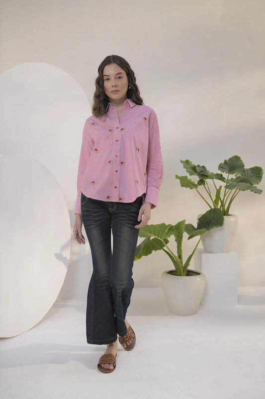 Watermelon Embroidered Shirt - Muggnos