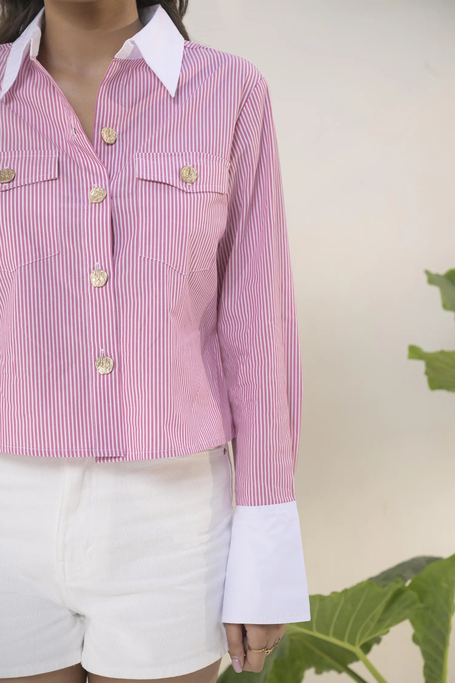 Striped Shirt with Contrast Sleeves - Muggnos