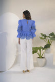 Lace Trim Ruffle Blouse Back View - Muggnos