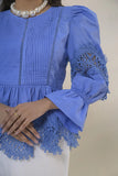 Lace Trim Ruffle Blouse Angle View - Muggnos