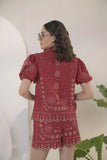 Emroidered Thread work Shirt with High-Waist Shorts - Muggnos