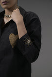 Black Poplin Embellished Shirt - Muggnos