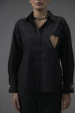 Black Poplin Embellished Shirt - Muggnos