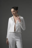 Crystal Embellish White Blazer - Muggnos