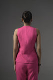 Pink Tailored Waistcoat with Flared Pants - Muggnos