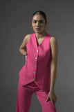 Pink Tailored Waistcoat with Flared Pants - Muggnos