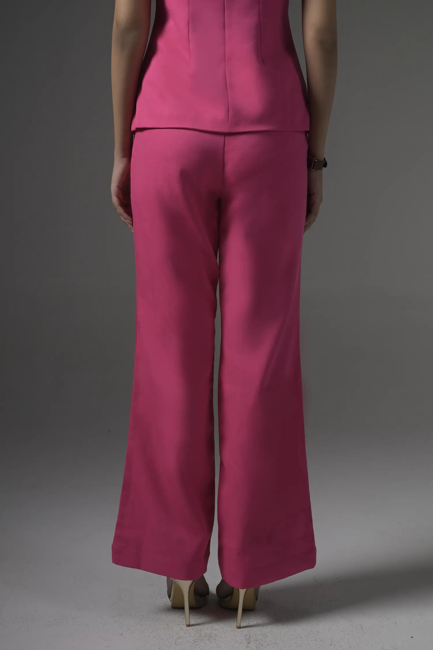Pink Tailored Waistcoat with Flared Pants - Muggnos