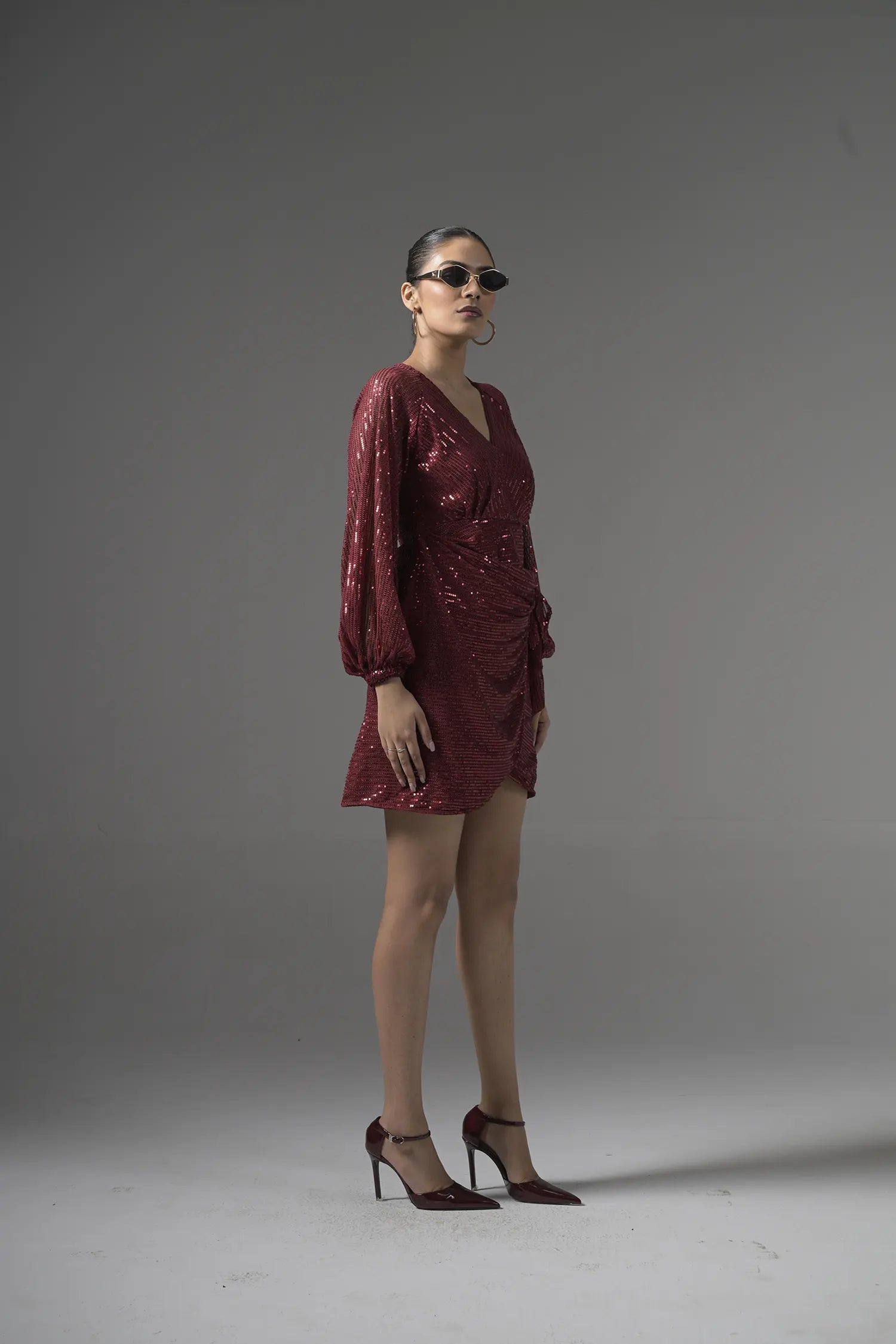 Front view of Muggnos blouse with chic detailing