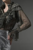 Semi-Sheer Ruffle Blouse Secondary Full Shot - Muggnos