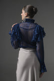 Semi-Sheer Ruffle Blouse - Muggnos