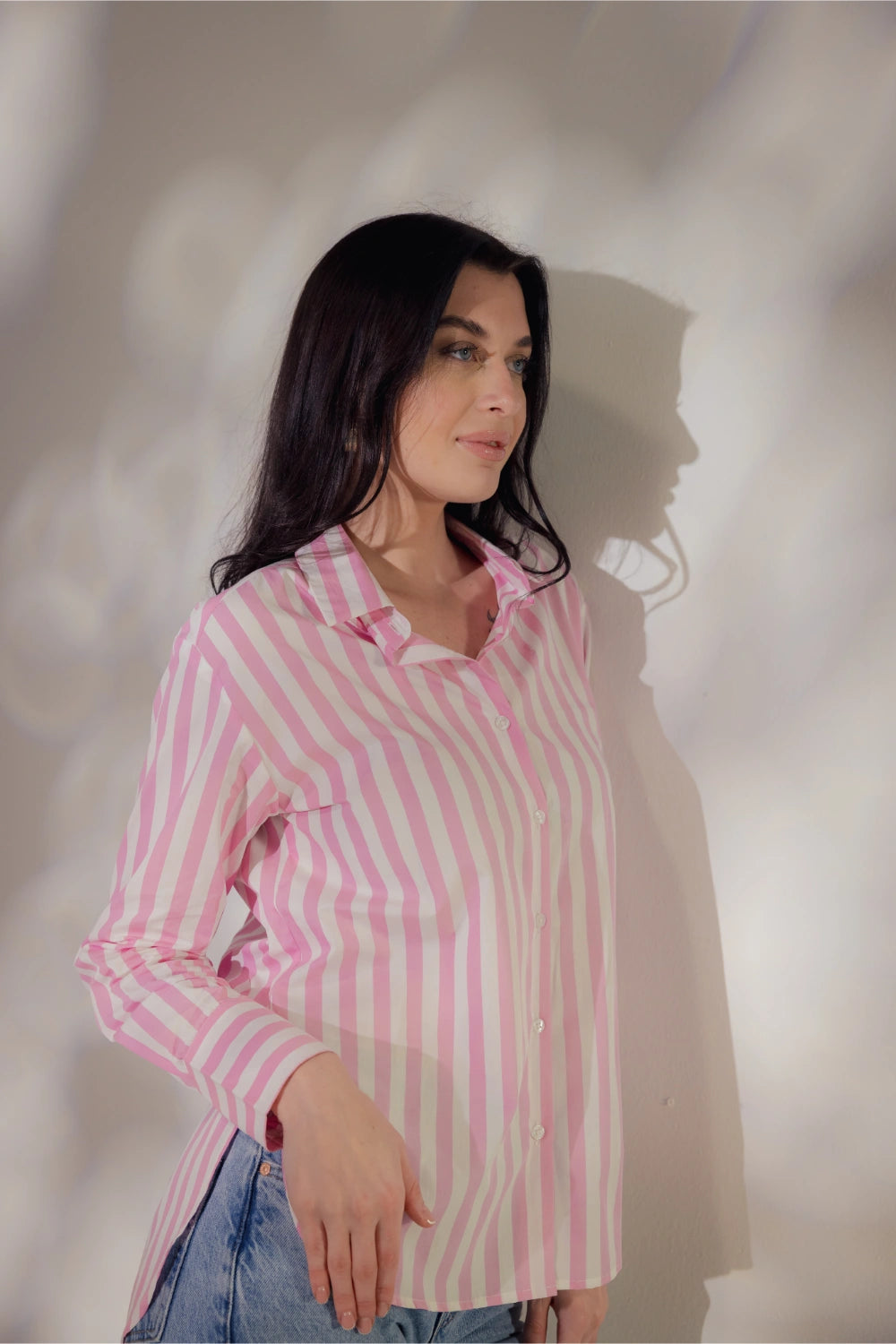 Pink Casual Striped Shirt - Muggnos