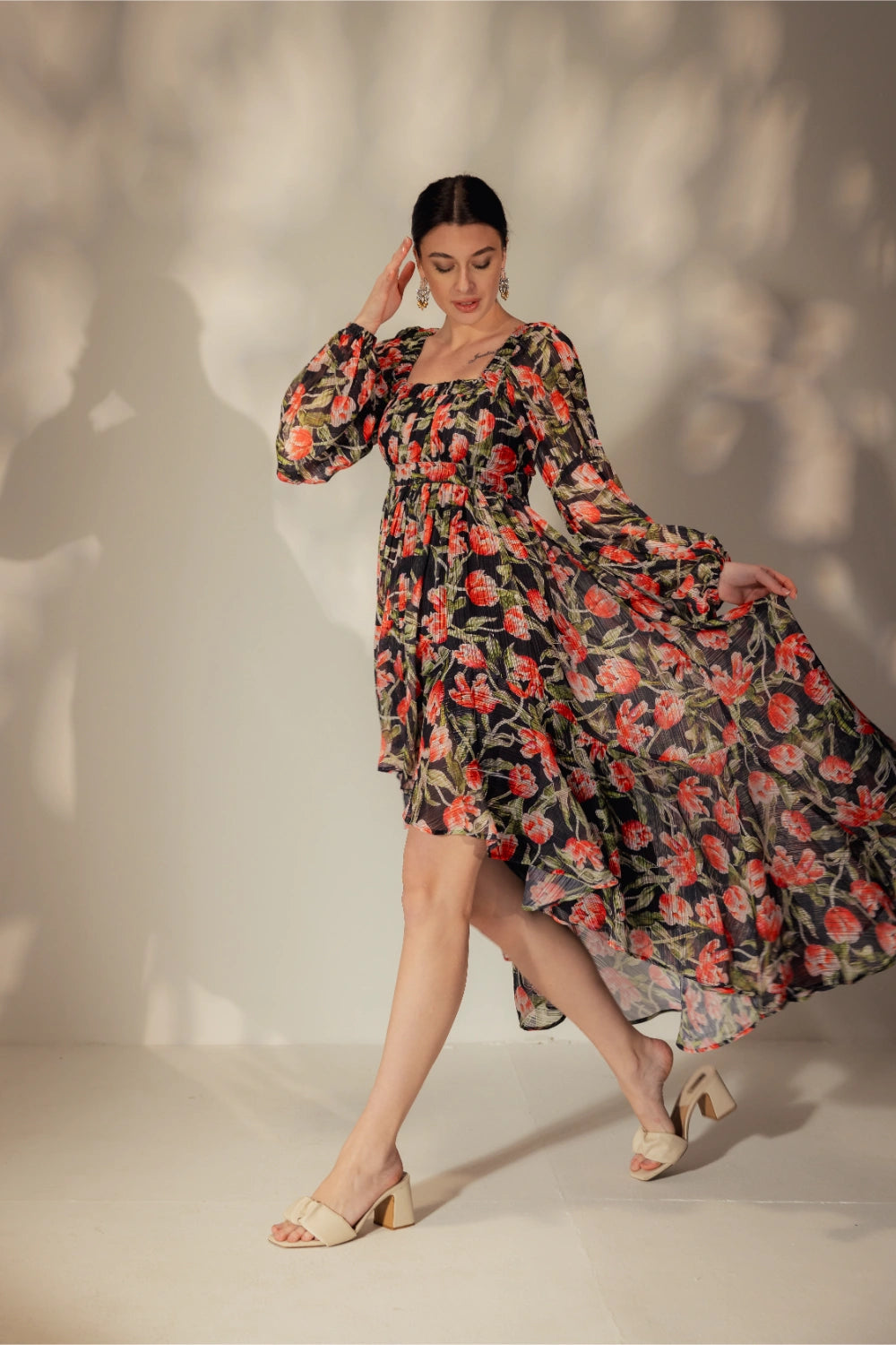 High Low floral Print dress - Muggnos