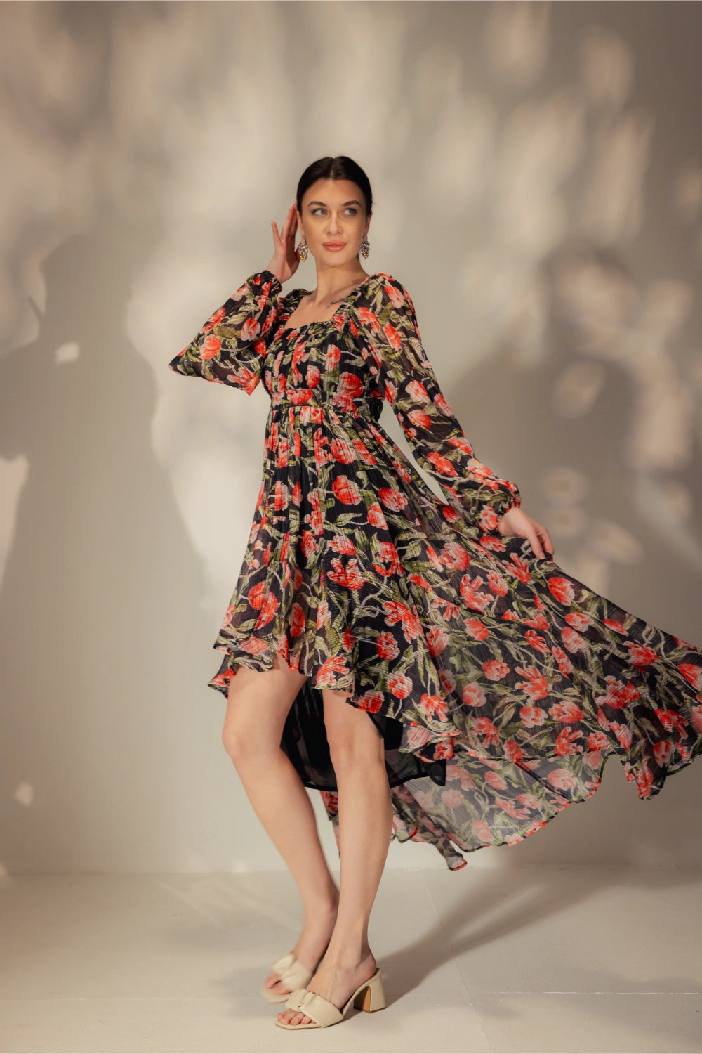 High Low floral Print dress - Muggnos