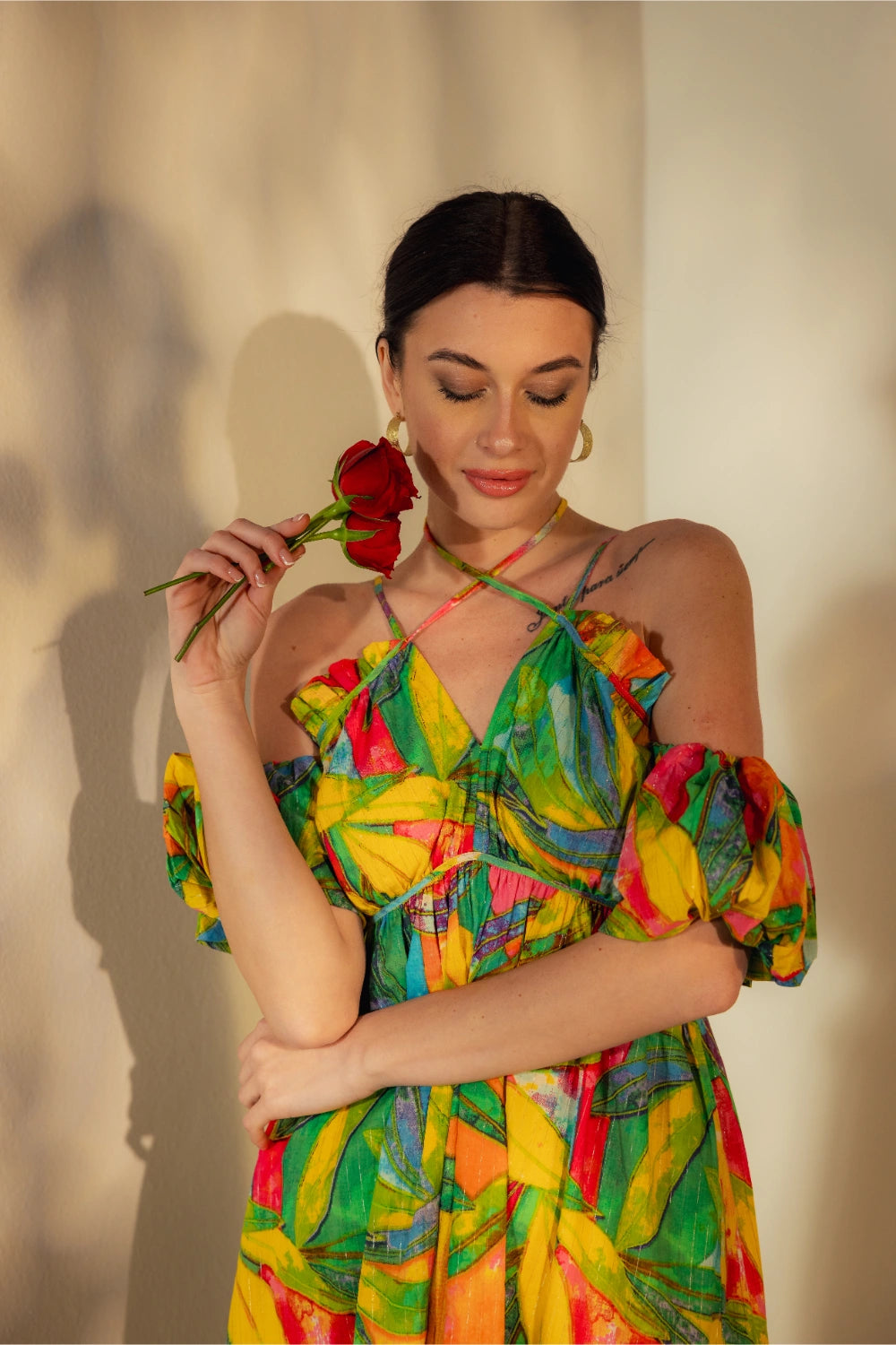 Long Tropical Print Dress - Muggnos