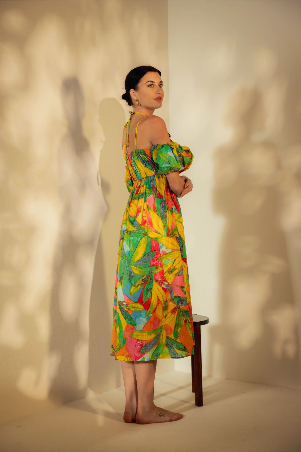 Long Tropical Print Dress - Muggnos