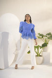 Lace Trim Ruffle Blouse - Muggnos