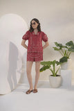 Emroidered Thread work Shirt with High-Waist Shorts - Muggnos