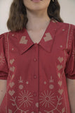 Emroidered Thread work Shirt with High-Waist Shorts - Muggnos