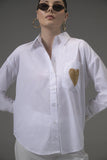 White Poplin Embellished Shirt - Muggnos