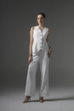 White Tailored Waistcoat with Flared Pants - Muggnos