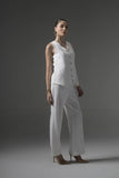 White Tailored Waistcoat with Flared Pants - Muggnos