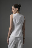 White Tailored Waistcoat with Flared Pants - Muggnos