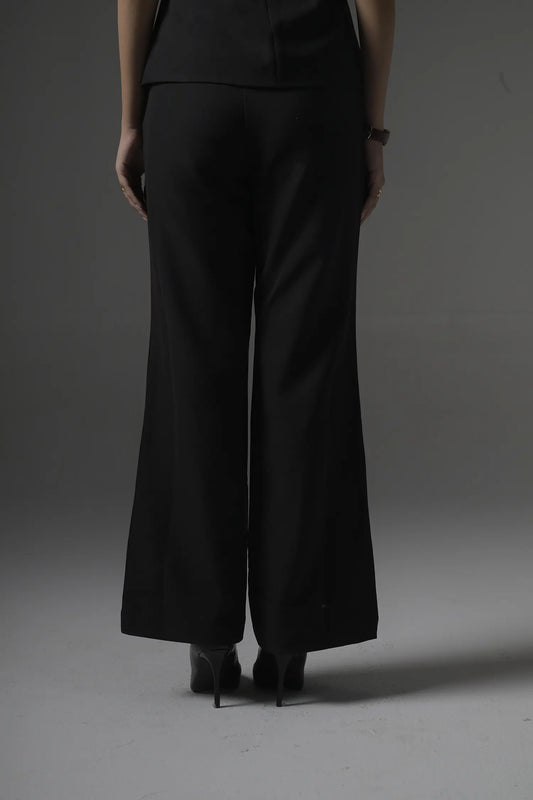 Black Tailored Waistcoat with Flared Pants - Muggnos