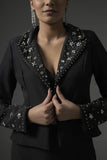 Crystal Embellish Black Blazer - Muggnos