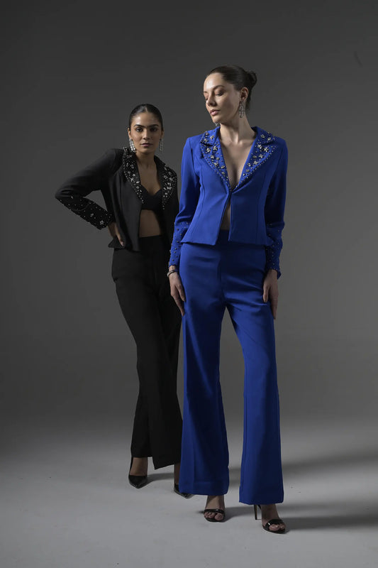 Crystal Embellish Blue Blazer - Muggnos