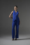 Blue Tailored Waistcoat with Flared Pants - Muggnos