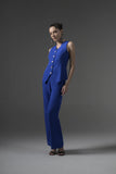 Blue Tailored Waistcoat with Flared Pants - Muggnos