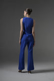 Blue Tailored Waistcoat with Flared Pants - Muggnos