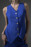 Blue Tailored Waistcoat with Flared Pants - Muggnos