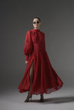 Long  Embroidered Slit Dress - Muggnos