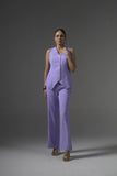 Lilac Tailored Waistcoat with Flared Pants - Muggnos