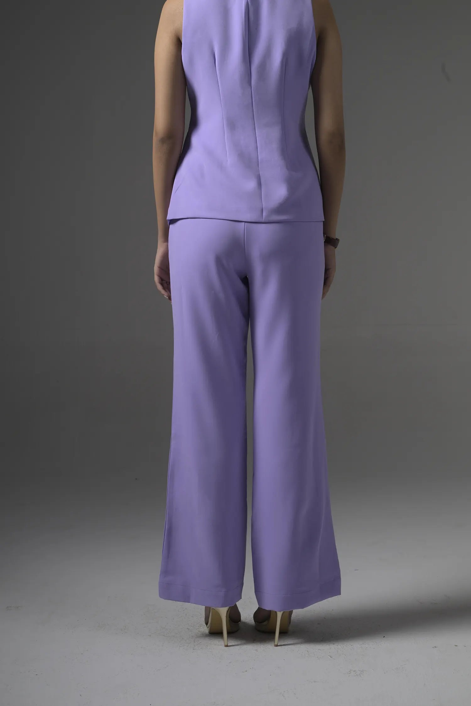 Lilac Tailored Waistcoat with Flared Pants - Muggnos