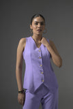 Lilac Tailored Waistcoat with Flared Pants - Muggnos