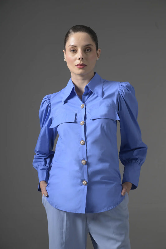 Poplin Shirt With Pearl Buttons - Muggnos