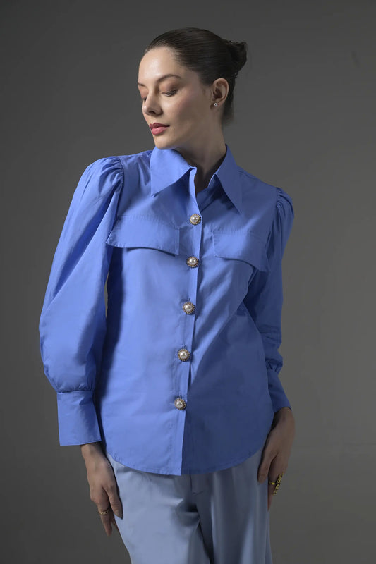 Poplin Shirt With Pearl Buttons - Muggnos