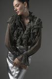 Semi-Sheer Ruffle Blouse - Muggnos