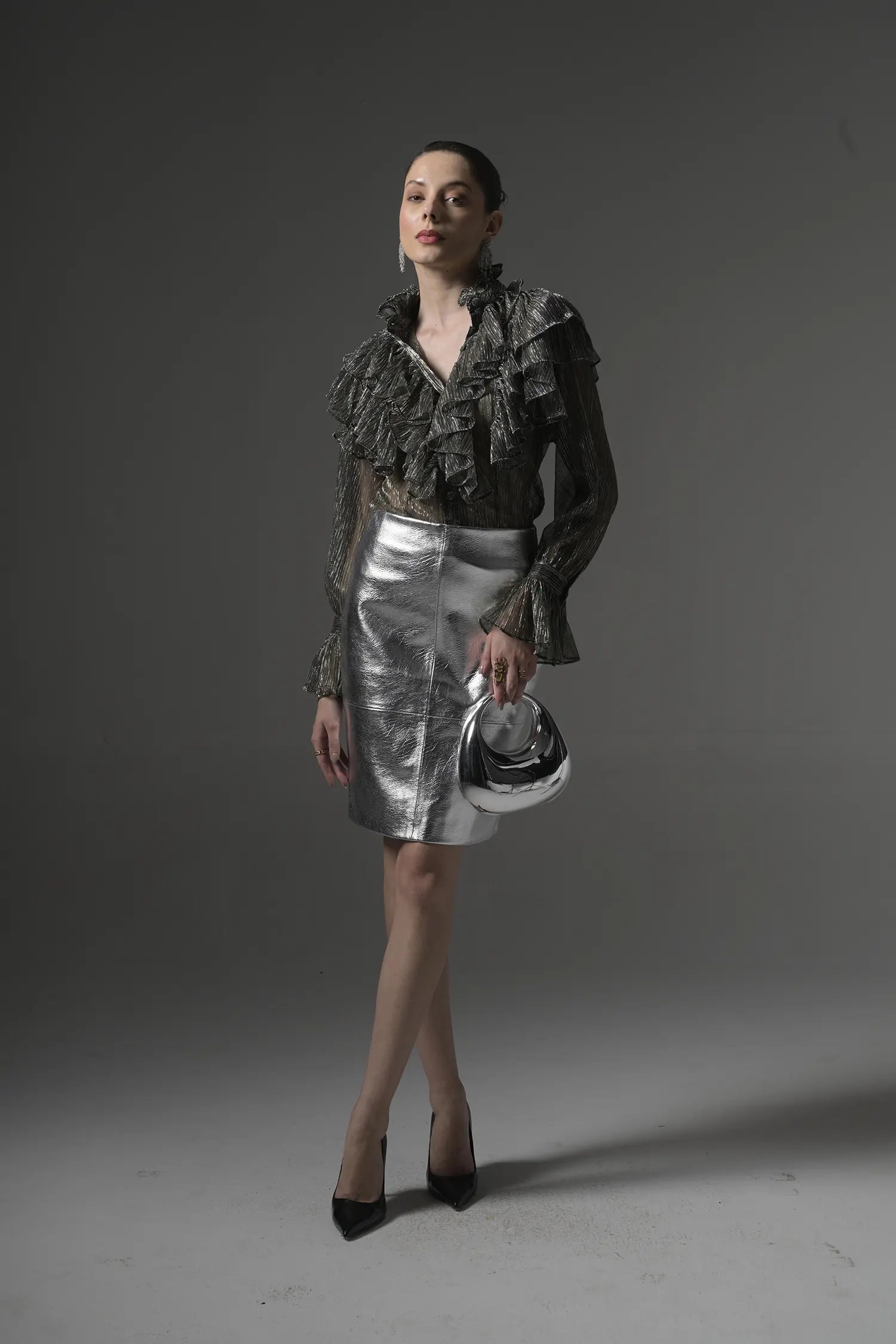 Semi-Sheer Ruffle Blouse - Muggnos