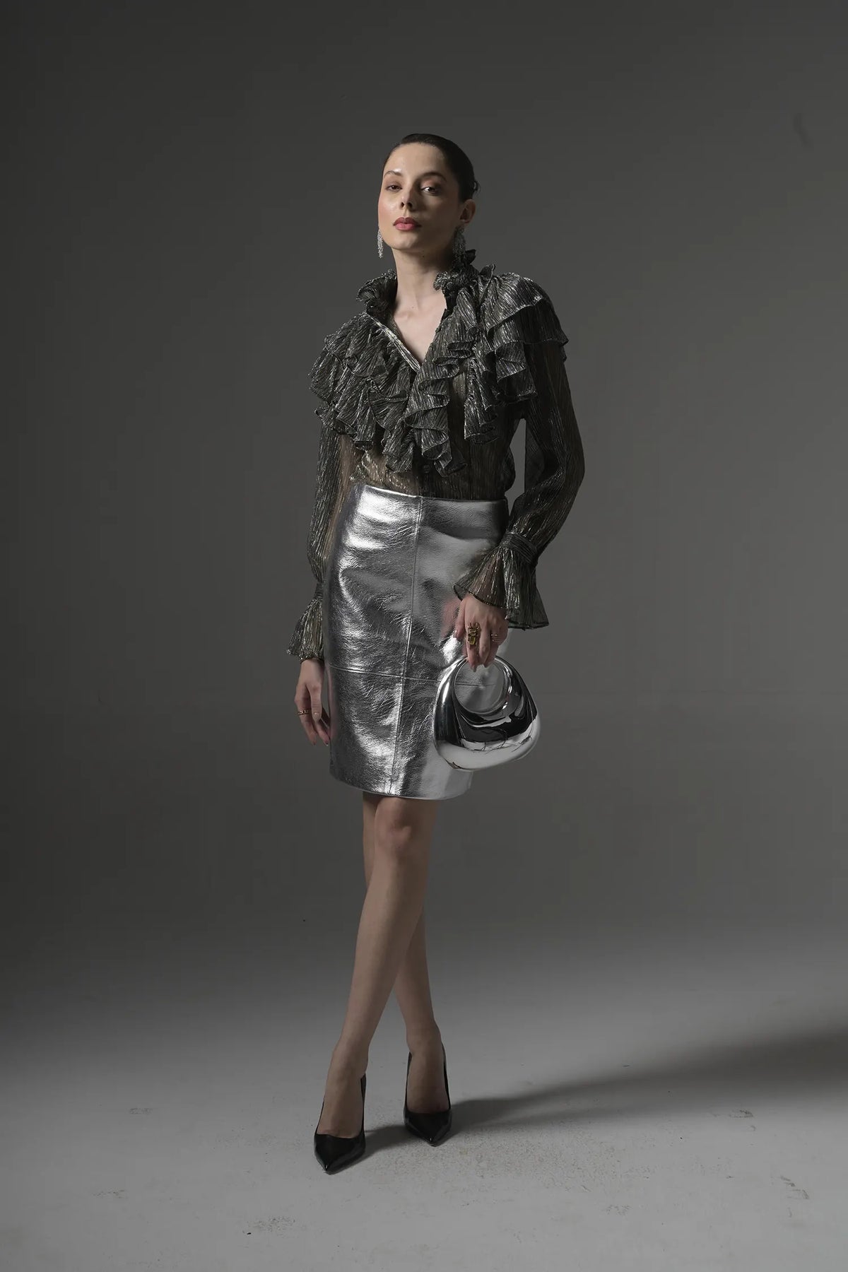 Semi-Sheer Ruffle Blouse - Muggnos