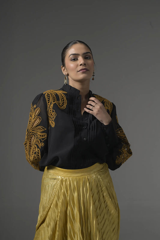 Embroidered Cut Work Shirt - Muggnos