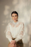 Short Plumetis Lace Blouse - Muggnos