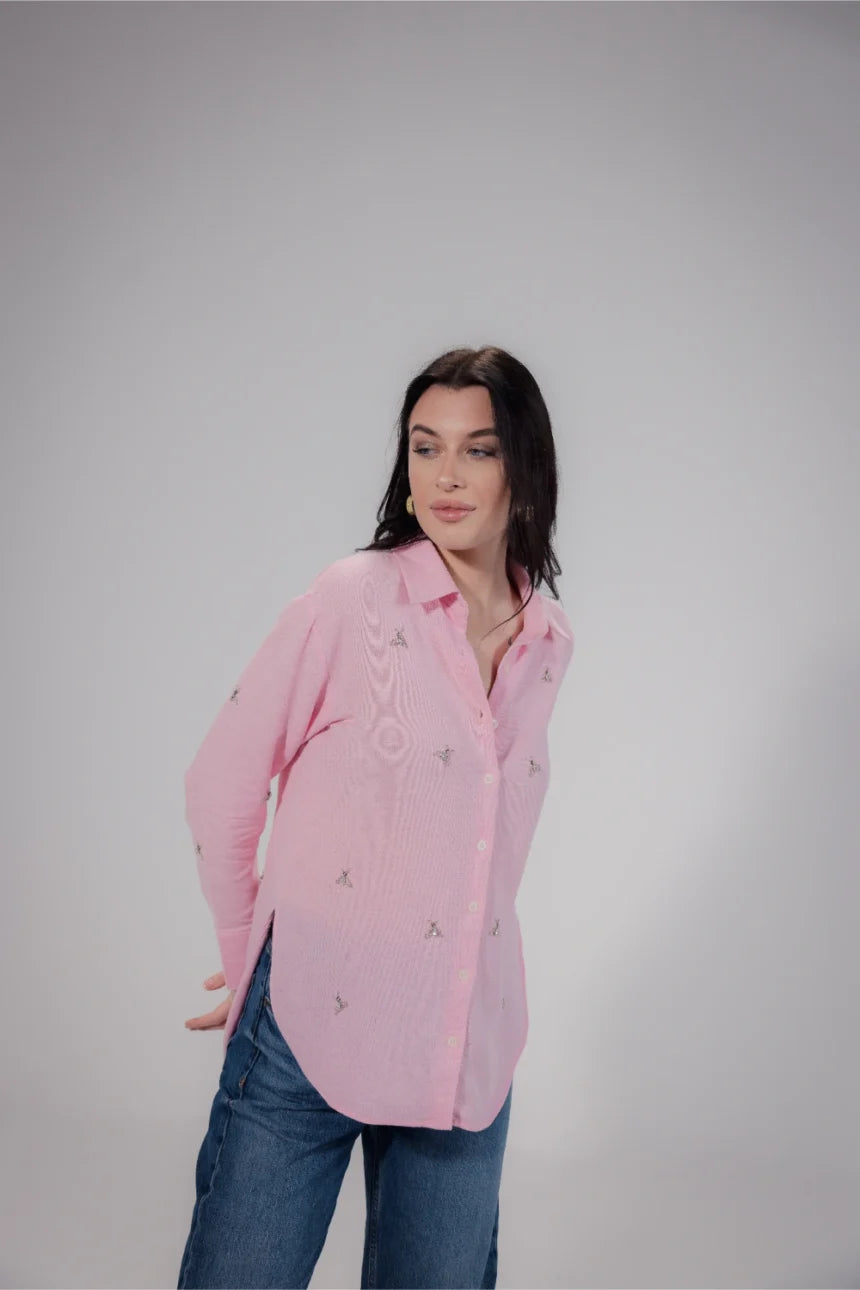 Linen Blend Studded shirt - Muggnos