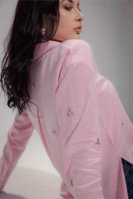 Linen Blend Studded shirt - Muggnos